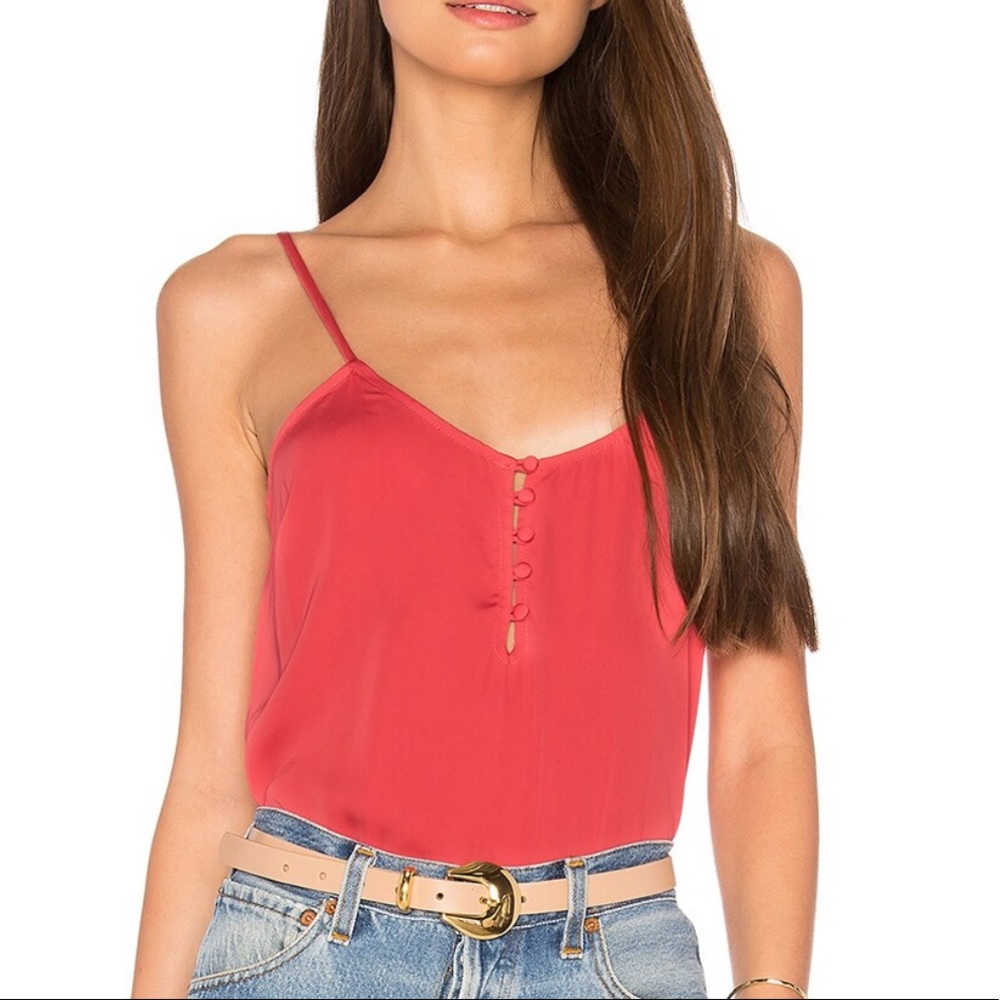 L'academie Orange/Red Button Cami Tank